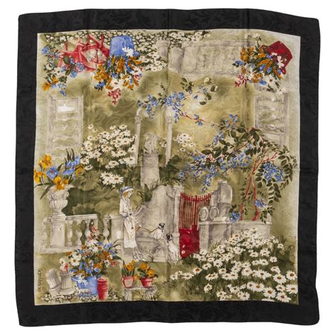 Versace 80s Flowers Silk Scarf For Sale at 1stDibs